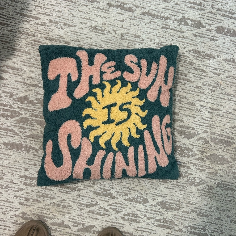 Urban Outfitters Green and Pink Needlepoint Pillow